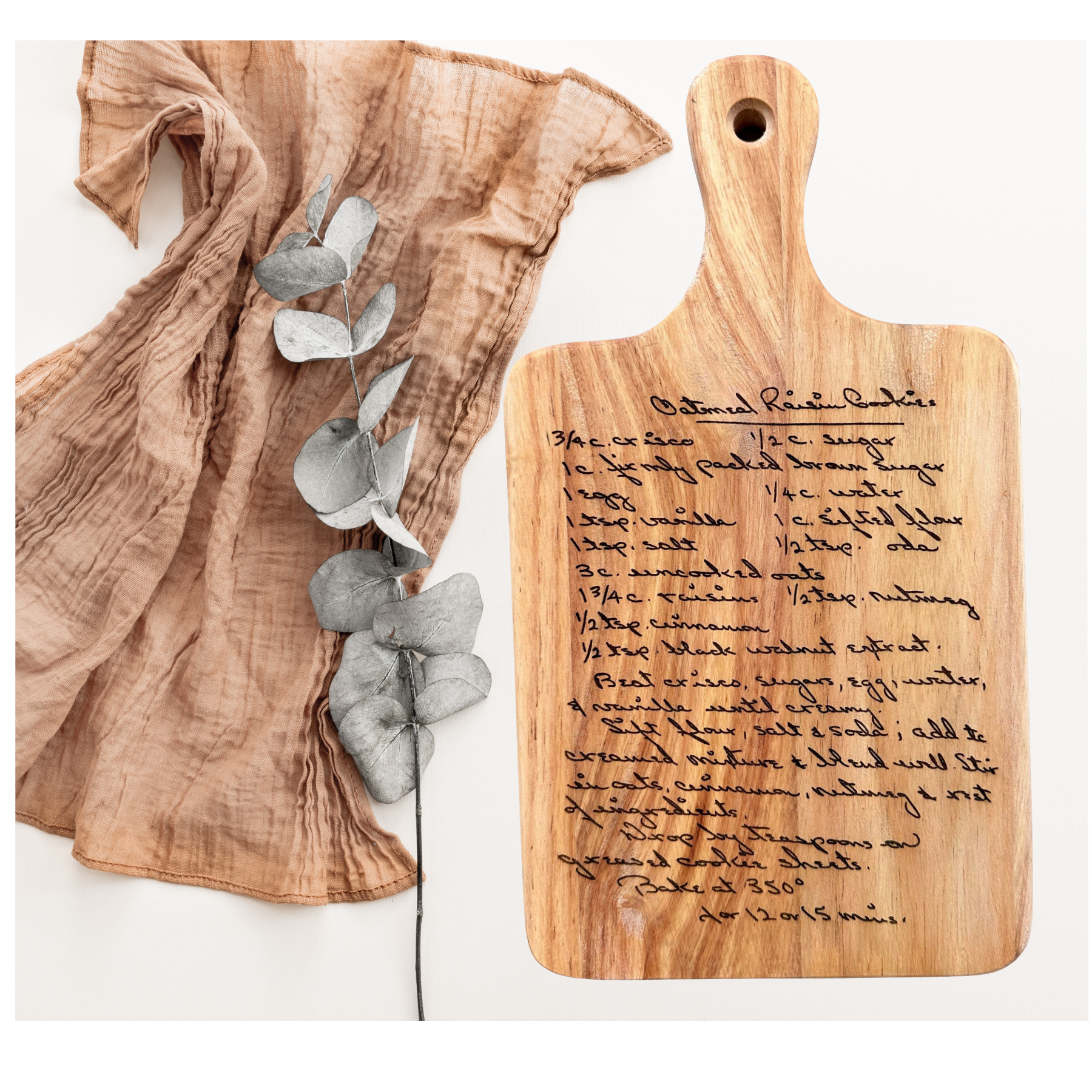 Custom Handwritten Recipe Cutting Board, Engraved Family Recipe